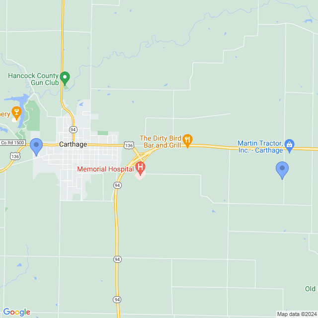 Map of veterinarians in Carthage, IL