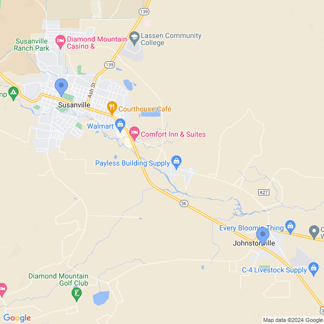 Map of veterinarians in Susanville, CA