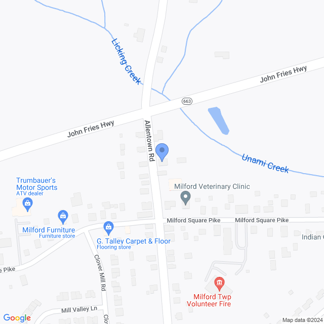 Map of veterinarians in Milford Square, PA