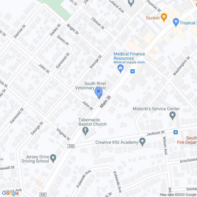 Map of veterinarians in South River, NJ