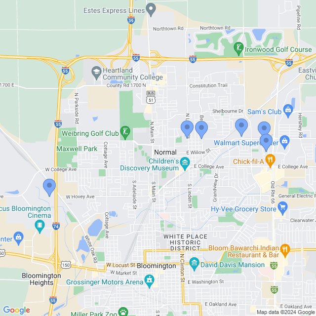 Map of veterinarians in Normal, IL