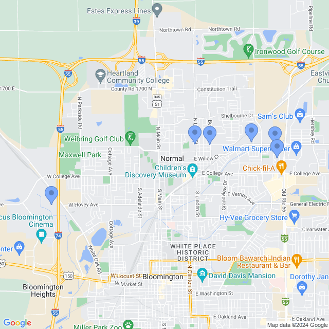 Map of veterinarians in Normal, IL