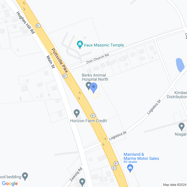 Map of veterinarians in Shoemakersville, PA