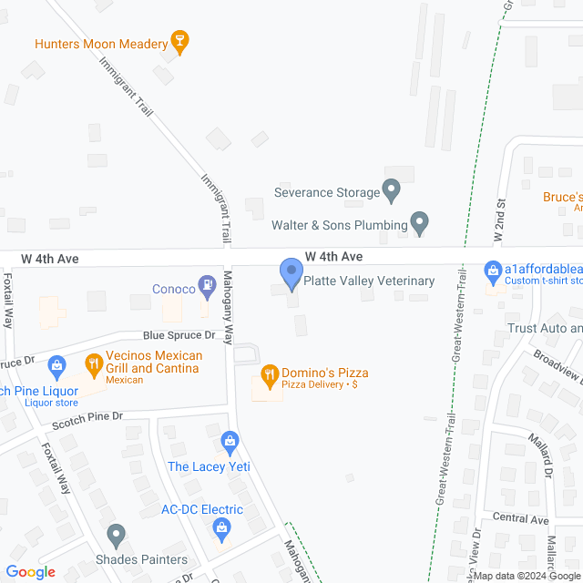 Map of veterinarians in Severance, CO