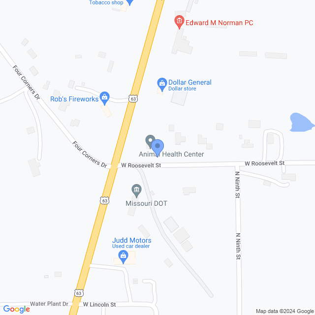 Map of veterinarians in Lancaster, MO