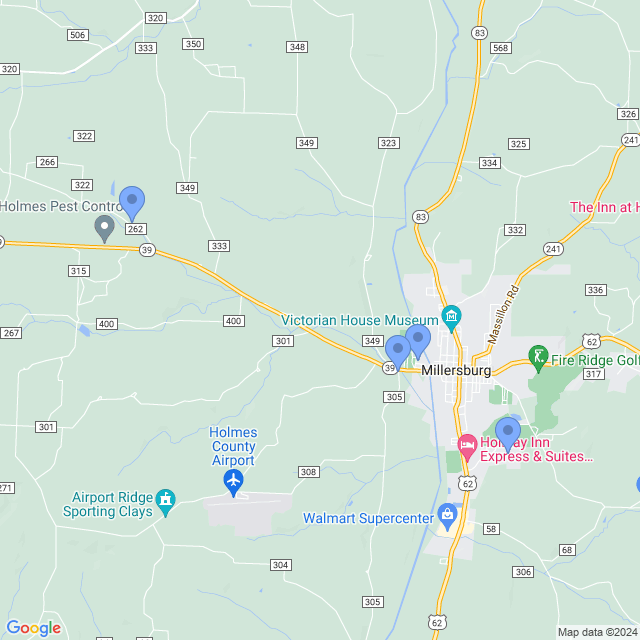 Map of veterinarians in Millersburg, OH