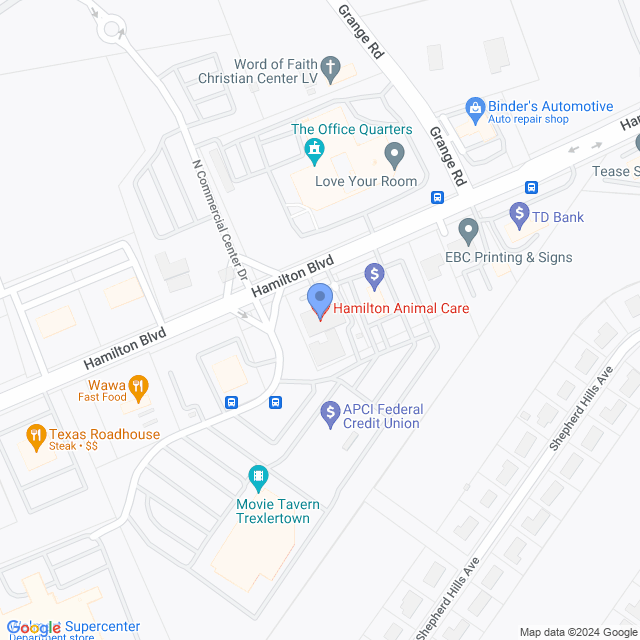Map of veterinarians in Wescosville, PA