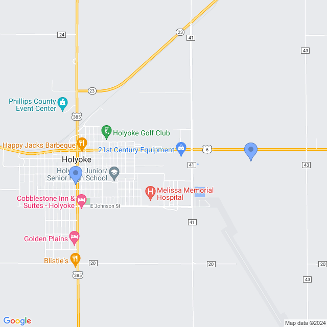 Map of veterinarians in Holyoke, CO