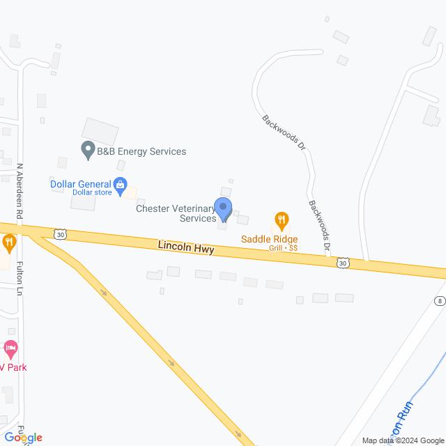 Map of veterinarians in Chester, WV