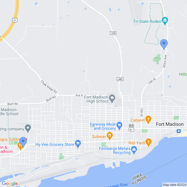 Map of veterinarians in Fort Madison, IA