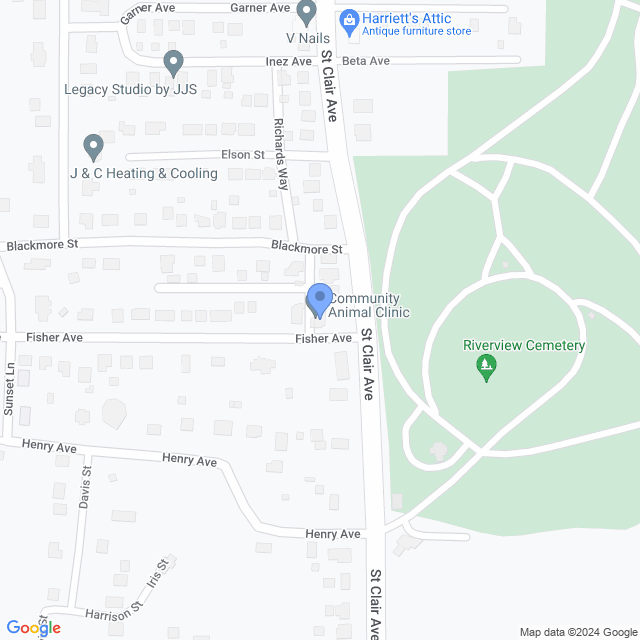 Map of veterinarians in East Liverpool, OH