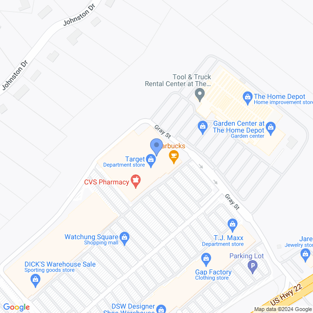 Map of veterinarians in Watchung, NJ