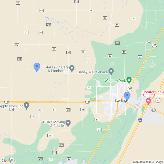 Map of veterinarians in Sterling, CO