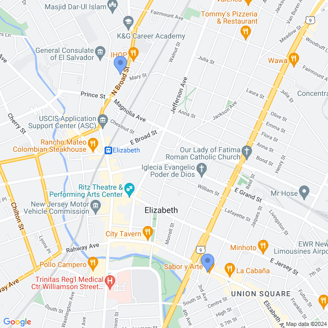 Map of veterinarians in Elizabeth, NJ