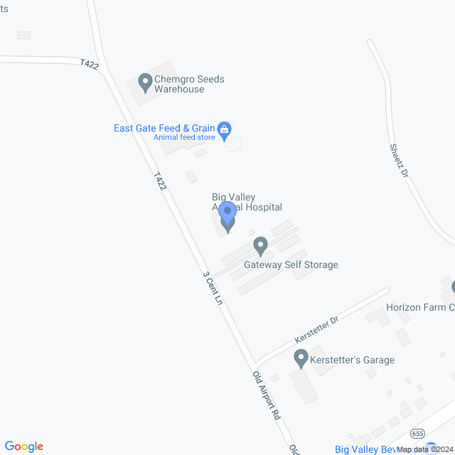 Map of veterinarians in Reedsville, PA