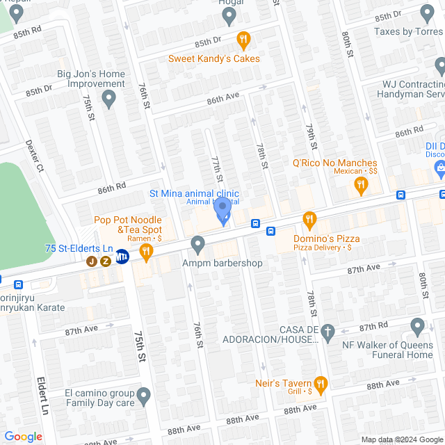 Map of veterinarians in Woodhaven, NY