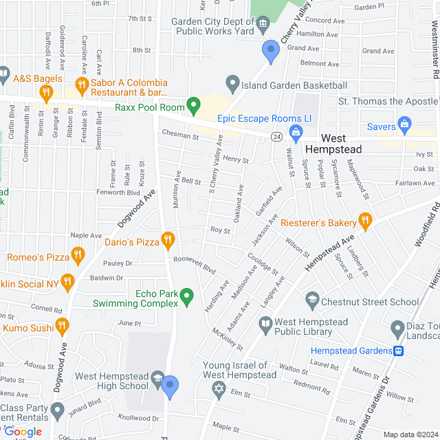 Map of veterinarians in West Hempstead, NY