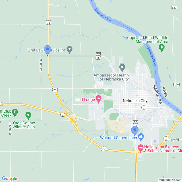 Map of veterinarians in Nebraska City, NE