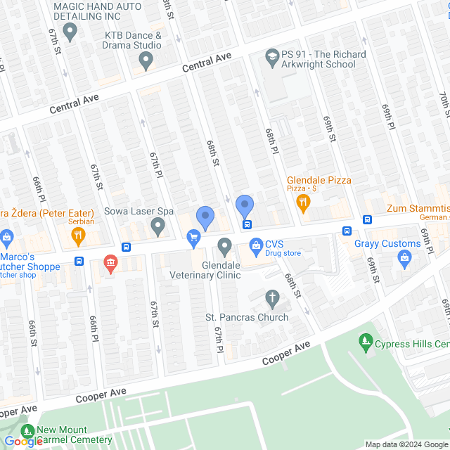Map of veterinarians in Glendale, NY