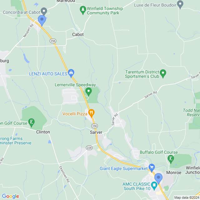 Map of veterinarians in Sarver, PA