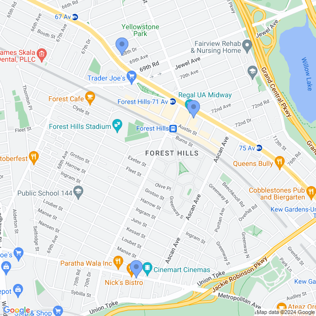 Map of veterinarians in Forest Hills, NY