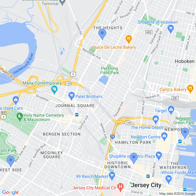 Map of veterinarians in Jersey City, NJ