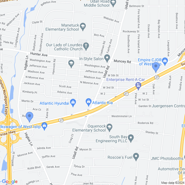 Map of veterinarians in West Islip, NY
