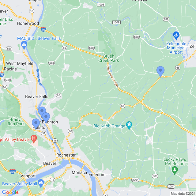 Map of veterinarians in New Brighton, PA