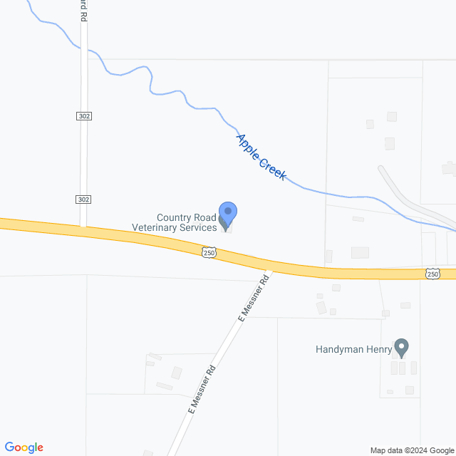 Map of veterinarians in Apple Creek, OH