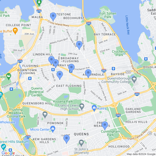 Map of veterinarians in Flushing, NY