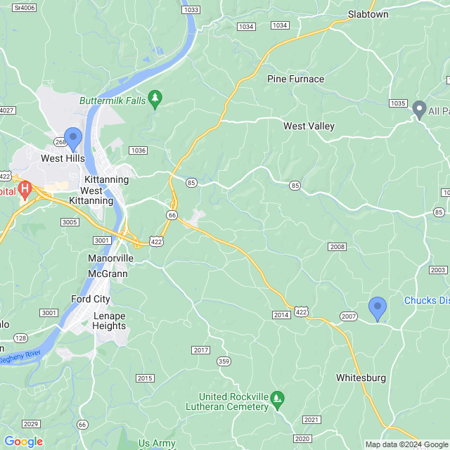 Map of veterinarians in Kittanning, PA