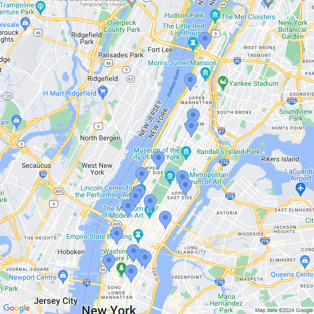 Map of veterinarians in New York, NY