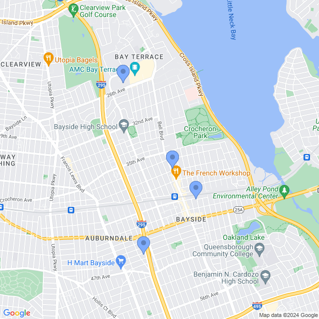 Map of veterinarians in Bayside, NY