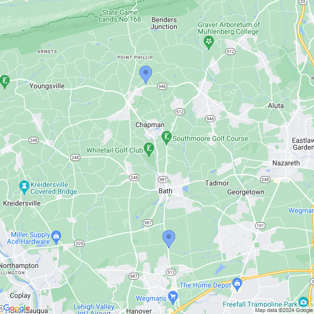 Map of veterinarians in Bath, PA