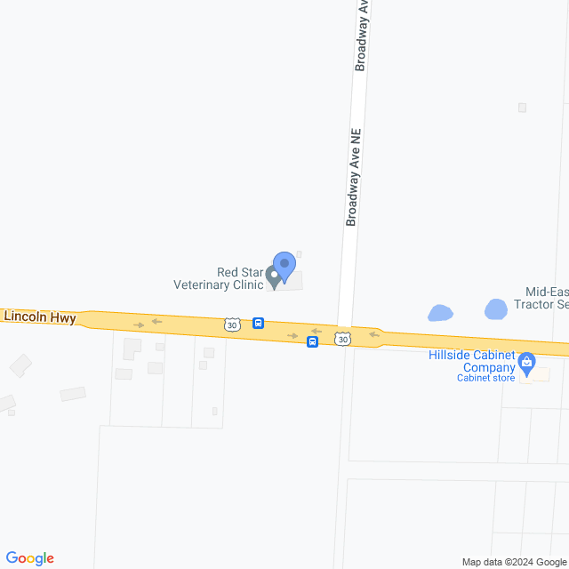 Map of veterinarians in East Canton, OH