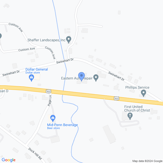Map of veterinarians in Middleburg, PA