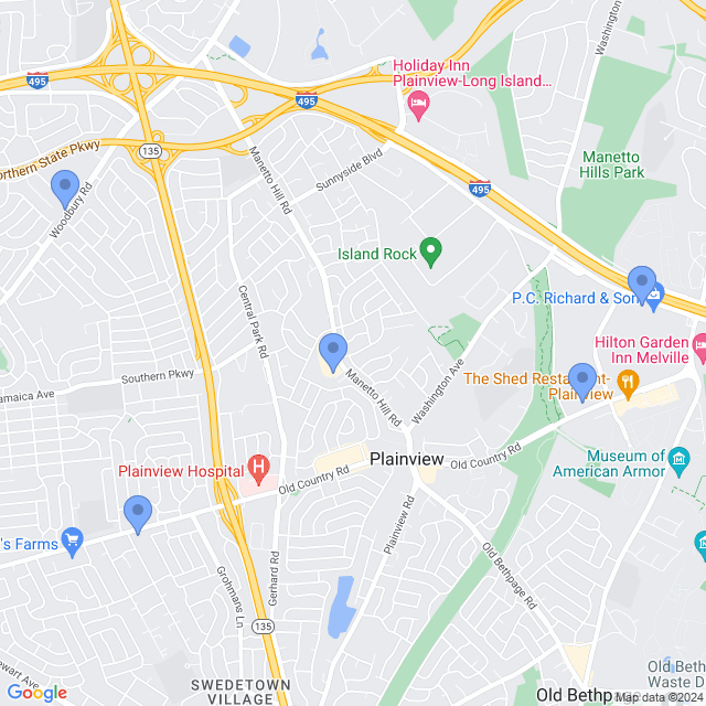 Map of veterinarians in Plainview, NY