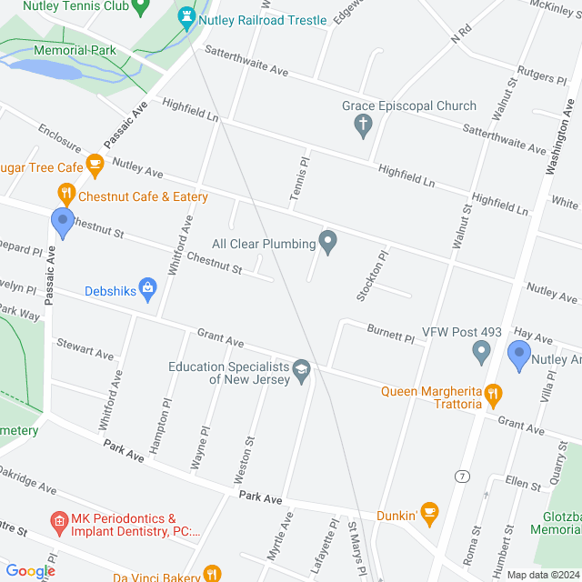Map of veterinarians in Nutley, NJ