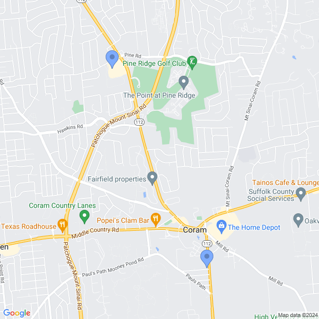 Map of veterinarians in Coram, NY