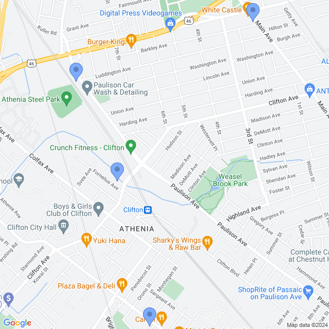 Map of veterinarians in Clifton, NJ