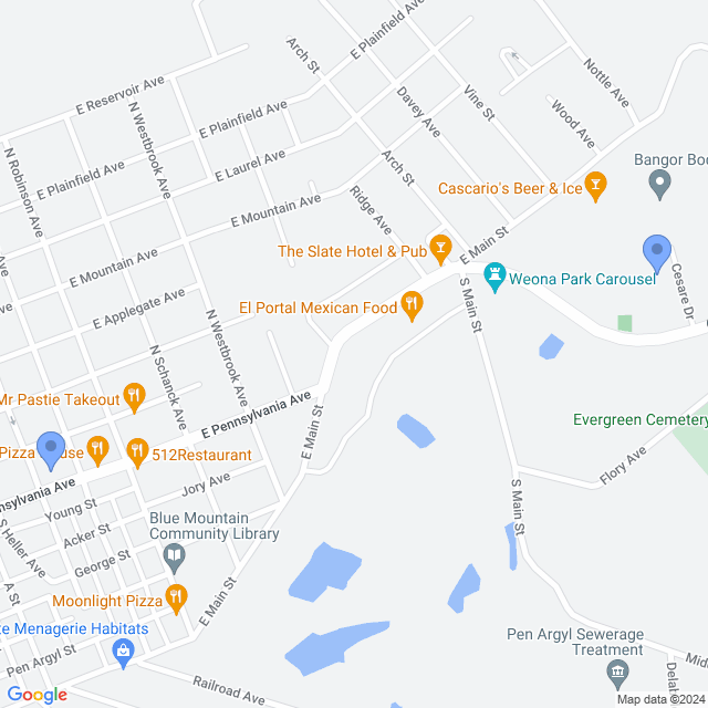 Map of veterinarians in Pen Argyl, PA