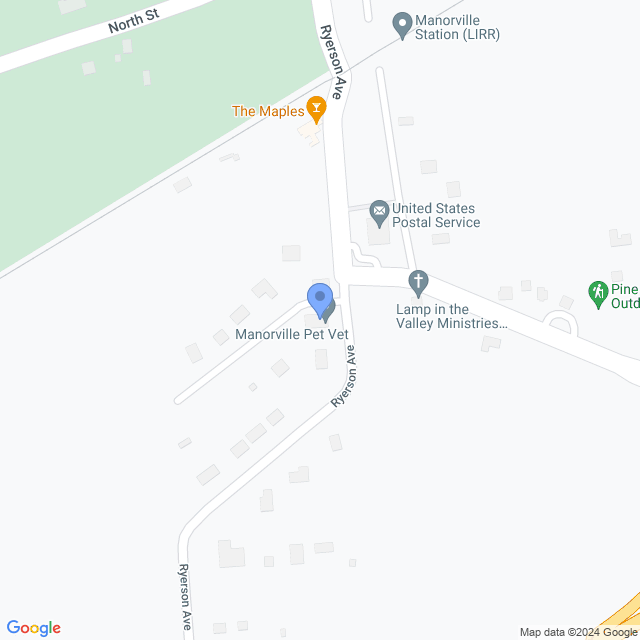 Map of veterinarians in Manorville, NY