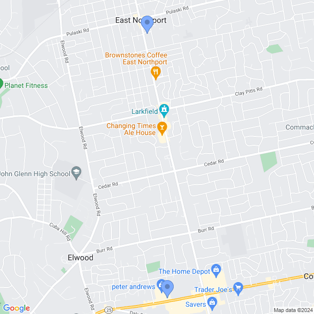 Map of veterinarians in East Northport, NY