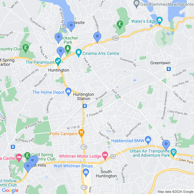 Map of veterinarians in Huntington, NY
