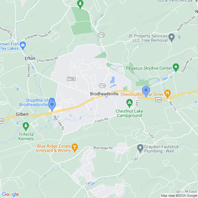 Map of veterinarians in Brodheadsville, PA