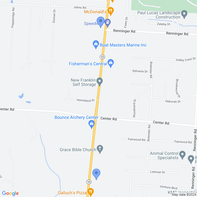 Map of veterinarians in New Franklin, OH