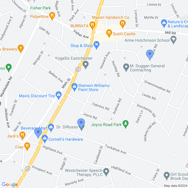 Map of veterinarians in Eastchester, NY