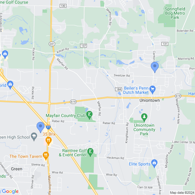 Map of veterinarians in Uniontown, OH