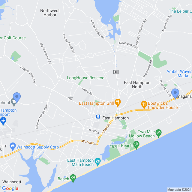 Map of veterinarians in East Hampton, NY