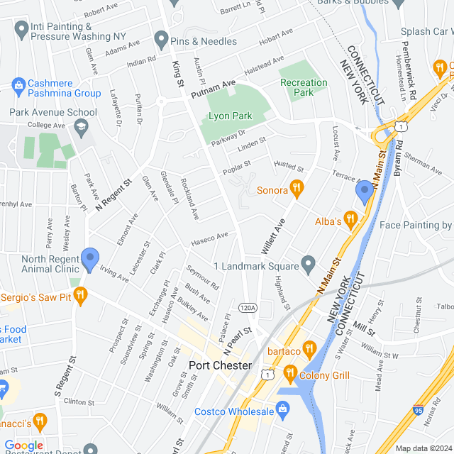 Map of veterinarians in Port Chester, NY